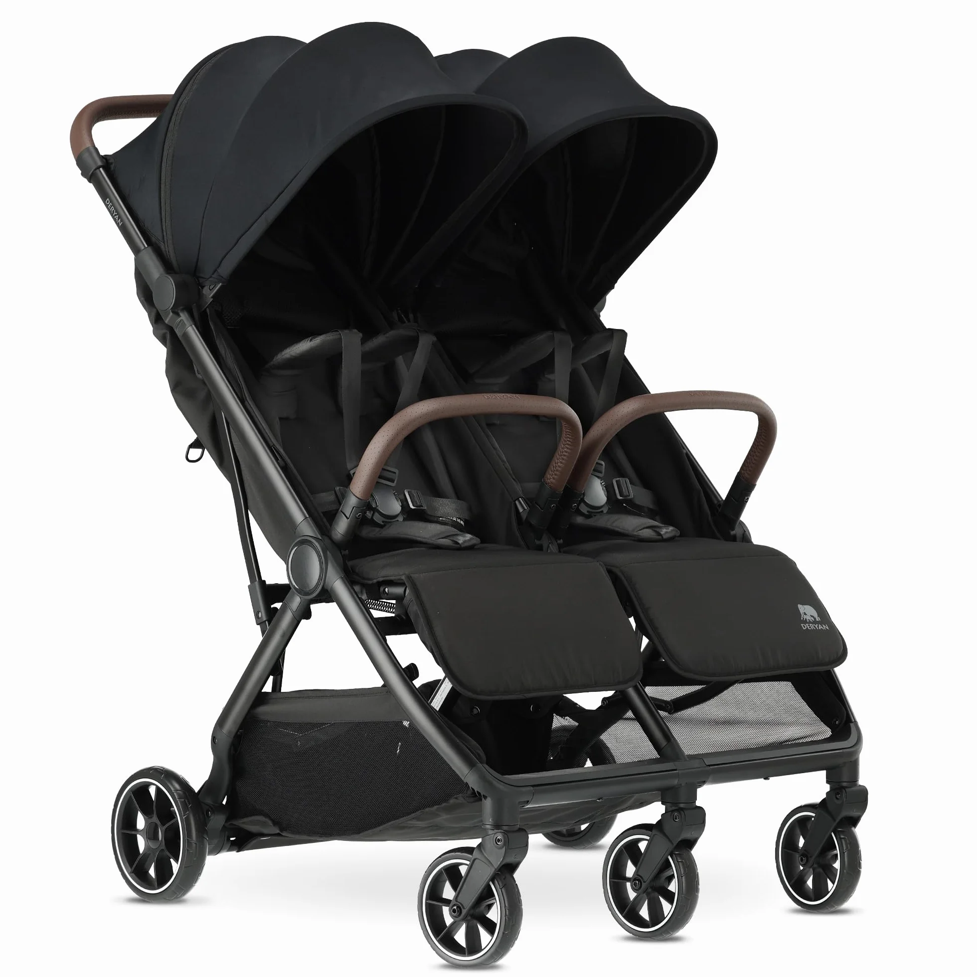 Deryan Rolo X2 V2 Poussette 2 en 1 - Poussette pliable - De la naissance à 4 ans - Charge maximale : 44 kg - Poussette pliable - Compact et pliable - Noir