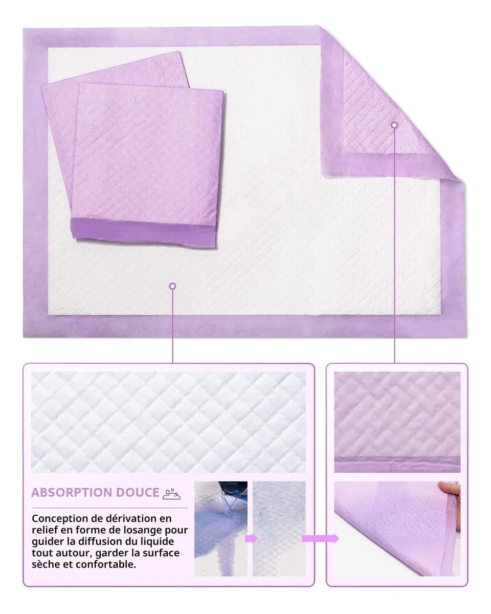 Matelas à Langer Bébé - Alèse Jetable Pack de 50 pour Table à Langer et Lit Bébé 45 x 60 cm Ultra Doux, Super absorbants et imperméables