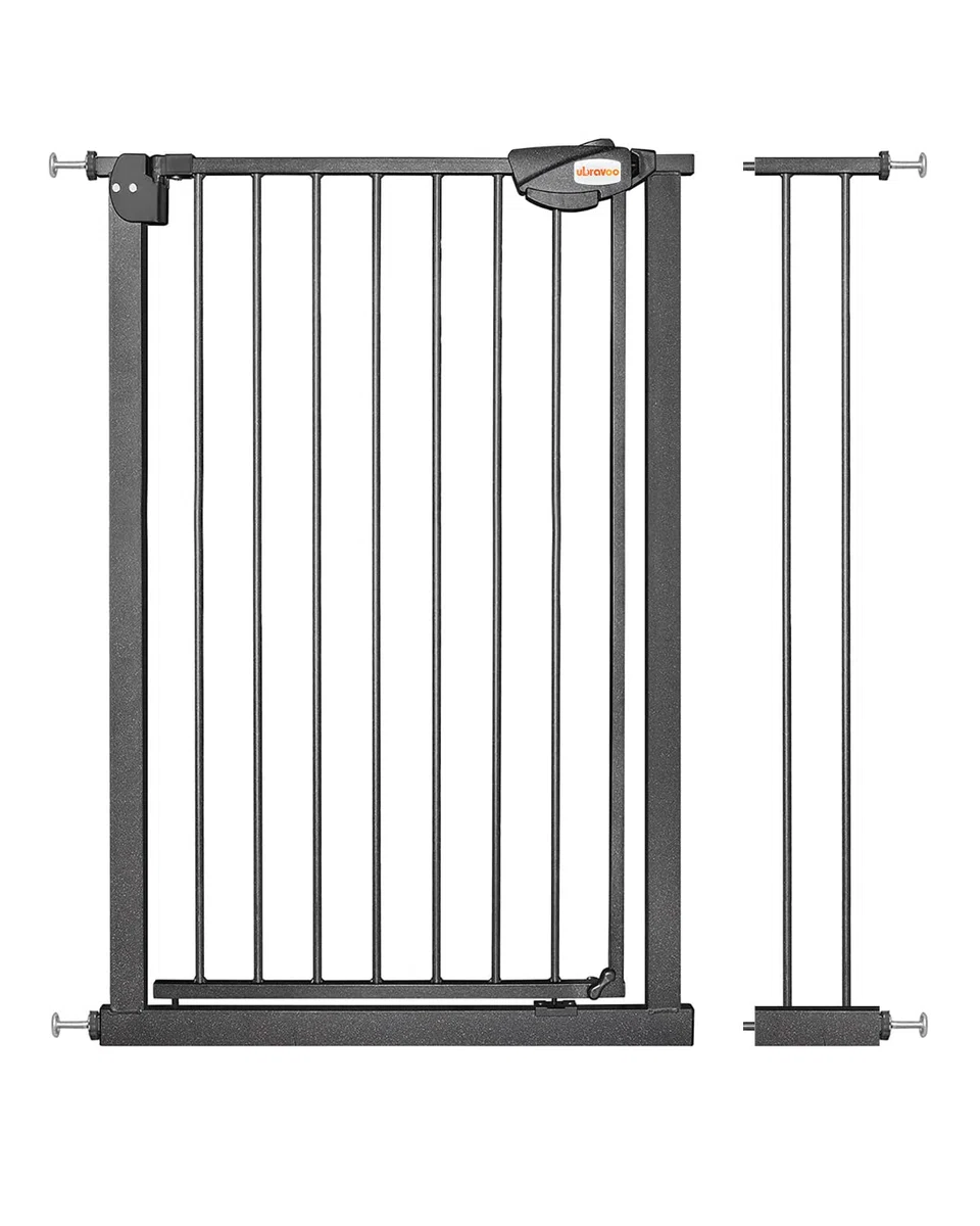 UBRAVOO Barrière pour Chiens,Hauteur 100CM Barrière de Sécurité de Porte pour Enfant 85-94 cm de Large Fermeture Automatique Triple Serrure Ouverte Garder la Barrière d'Escalier