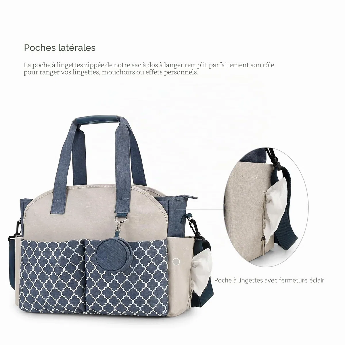 Sac à langer fourre-tout pour bébé avec station à langer et bandoulière réglable