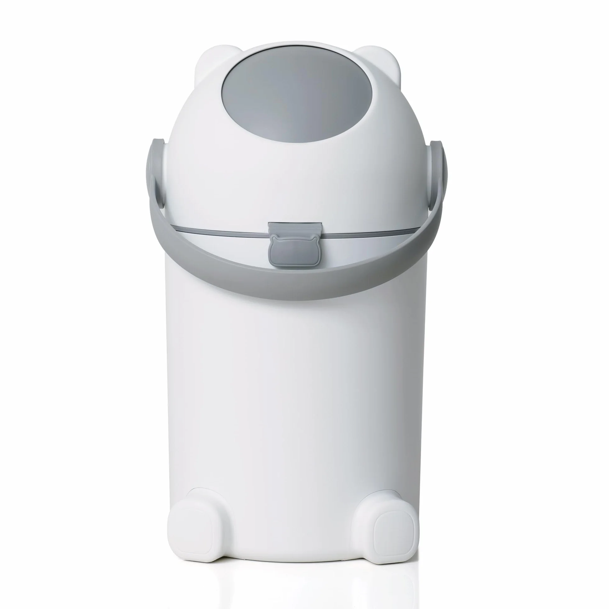 Poubelle à couches avec protection anti-odeurs, 12 l, utilisation à une main, sac universel, design d'ours mignon N2, blanc et gris pour chambre de bébé