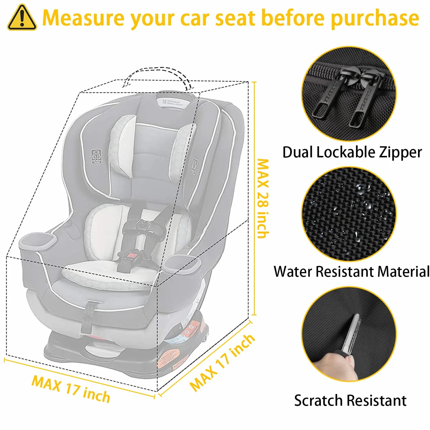 YOREPEK Housse Poussette Avion, Sac de Transport Voyage avec Bretelles pour Poussettes, Housse Sac a Dos Avion Résistante Étanche Durable pour Avion Voiture, Noir