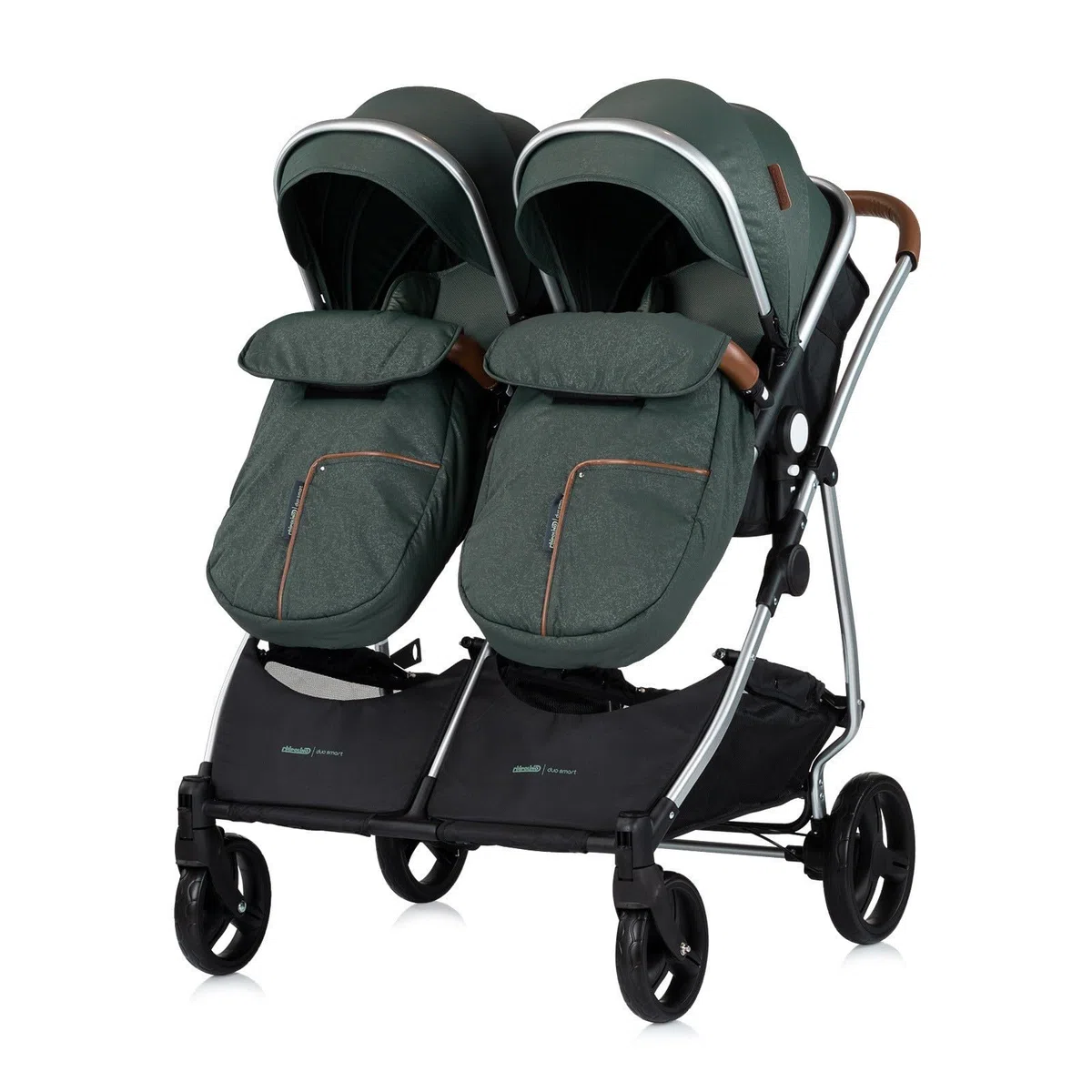 DUO SMART Poussette jumeaux ou enfants rapprochés largeur 79 cm Vert sans cosy