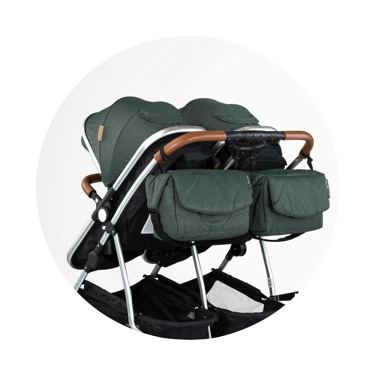 DUO SMART Poussette jumeaux ou enfants rapprochés largeur 79 cm Vert sans cosy