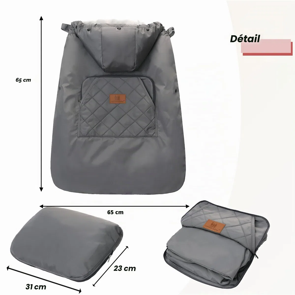 Housse d'hiver imperméable universelle pour porte-bébé Gris foncé
