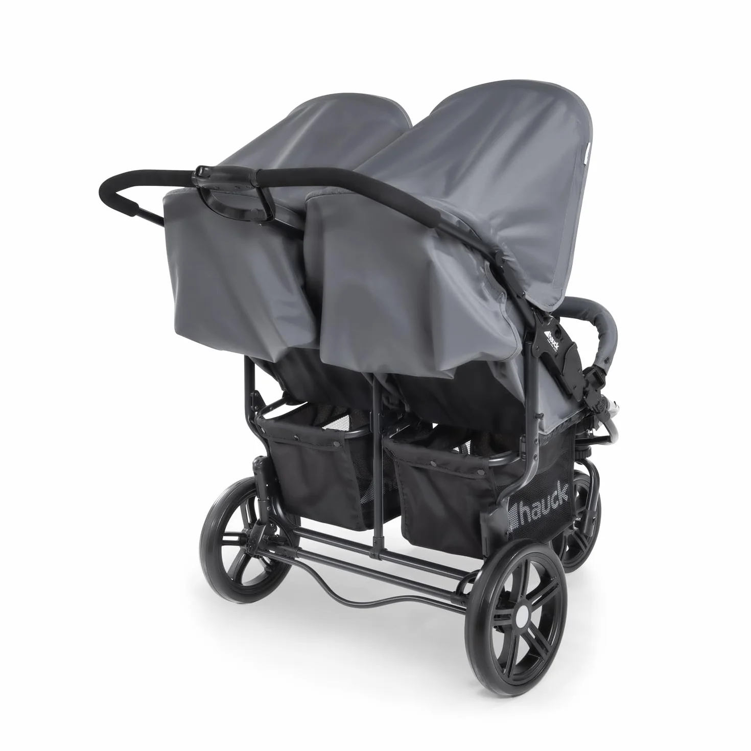 hauck Poussette Double pour Jumeaux ou Frères et Sœurs Roadster Duo SLX – Pliable Compacte, Position Allongée – Grand Panier, Grandes Roues – dès la Naissance à 15 kg Chacun (env 3 Ans), Gris Argenté