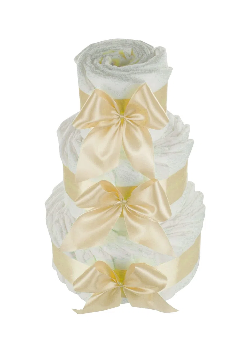 Gâteau de couches 3 étages personnalisable | Cadeau de naissance neutre garçon fille