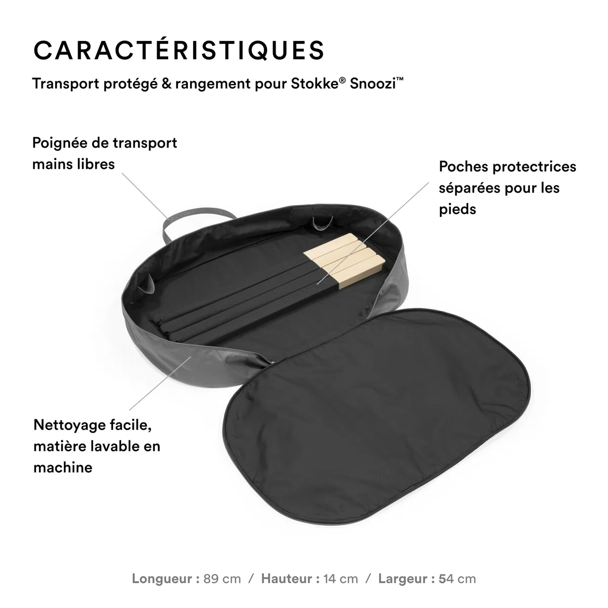 Stokke Sac Snoozi, Gris foncé - Protection pour Le Transport et Le Rangement du Snoozi - 100% Polyester