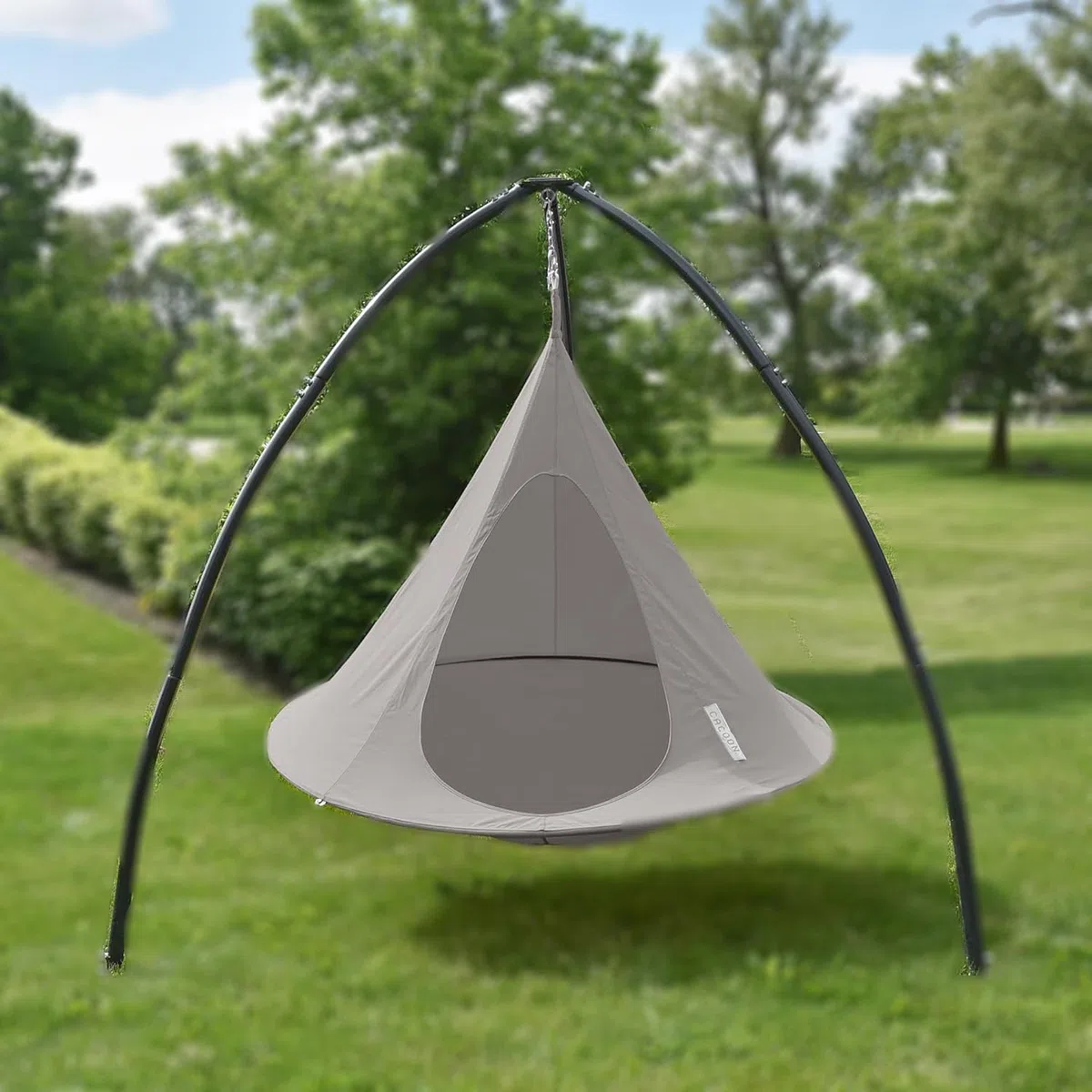 Hamac de Camping, Balançoire Suspendue en Corde avec Corde réglable, Tente à Suspendre, Oxford, Fauteuil Suspendu, pour l'extérieur, l'intérieur, Le Camping, la Plage,café,100cm*110cm