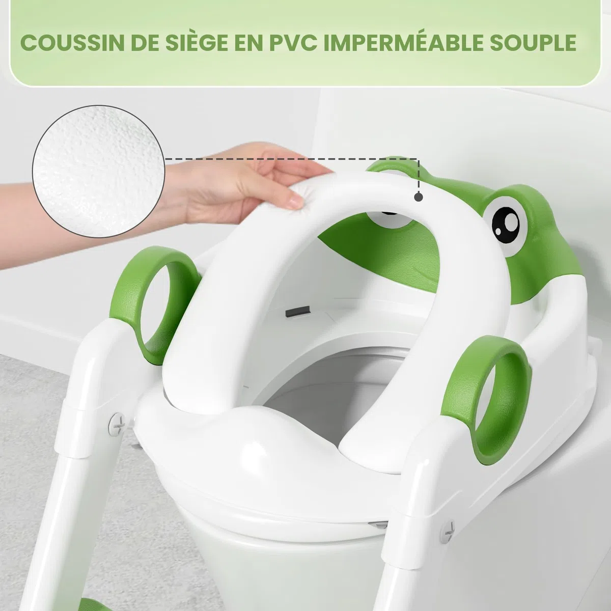 COOSEYA Grenouille Reducteur Toilette Enfant, Réducteurs de Toilettes Bebe, Adaptateur Wc Enfant 2 en 1 Pour GarçOns et Filles, avec Protection Anti éClaboussures