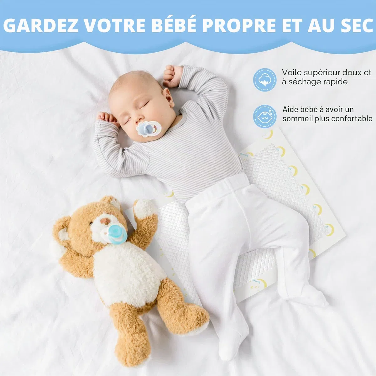 Lot de 100 alèses à Langer jetables pour bébé - Absorption Rapide - Doux, Respirant, imperméable - Anti-Fuite - 33 x 45,7 cm