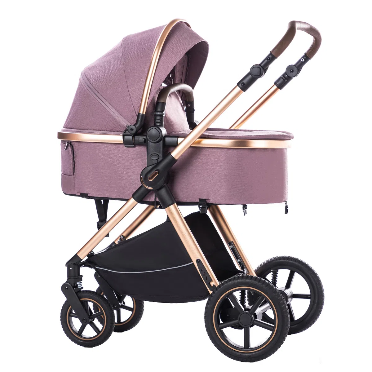 Compact Combined Stroller 3 in 1 High Landscape Quadruple Folding Baby Stroller 0-4 Years (D2 Purple, H2-D)