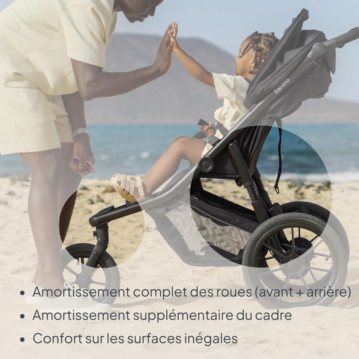 LIONELO AZURA Poussette Bébé de jogging de 6 mois à 22 kg Poussette 3 Roues de jogging Dossier Réglable pour Position Allongée Grandes Roues Gonflables Amortissement Complet Auvent XXL (Green)