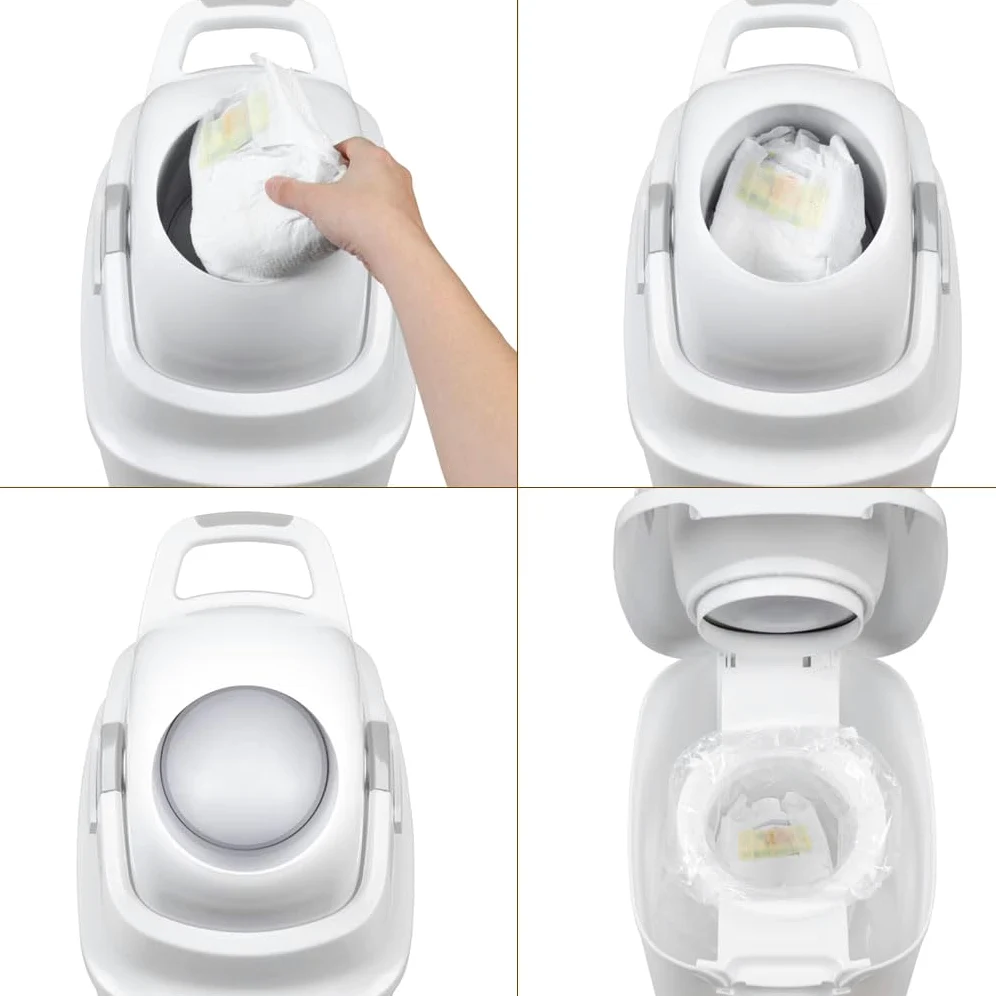 DIAPER CHAMP One – Poubelle à couches anti-odeurs, capacité 30 couches, sacs classiques, sans cassettes de recharge -Pro - haute qualité - Gris
