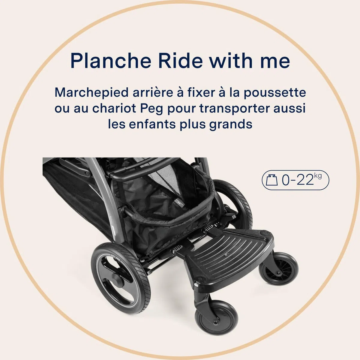 PEG Ride With Me Board - Marchepied Arrière pour Deuxième Enfant - Compatible avec Châssis Book, GT4, Ypsi et autres modèles Peg Perego