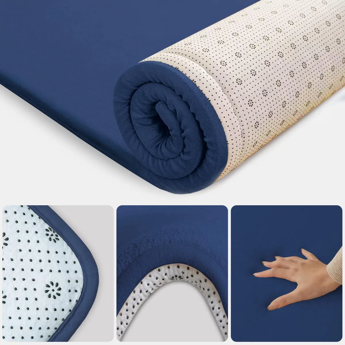 Tapis d'Eveil Bebe 2cm Mousse Garçon et Fille, Tapis De Jeux pour Bébé Jeu Antidérapant Rampant, Tapis Mémoire Mousse Moquette, Tapis de Jeu en Mousse pour Bébé, Bleu Foncé, 150 x 250 cm