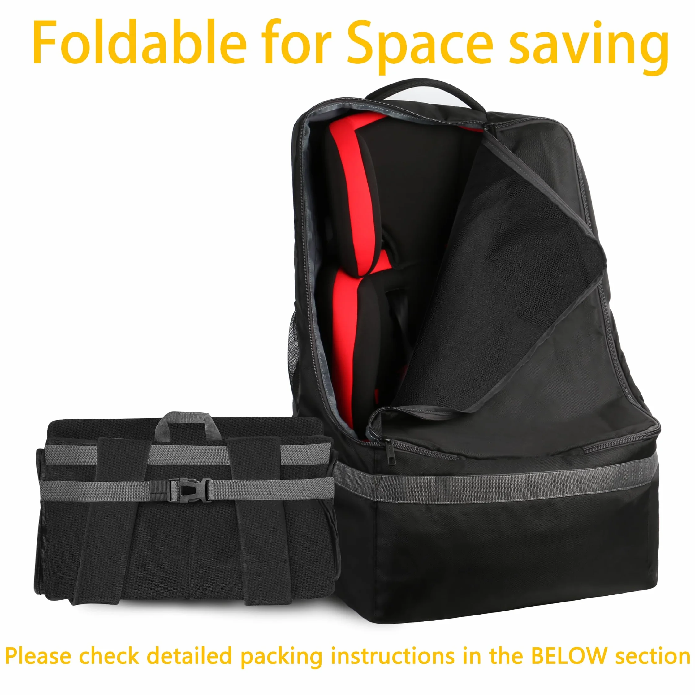 YOREPEK Housse Poussette Avion, Sac de Transport Voyage avec Bretelles pour Poussettes, Housse Sac a Dos Avion Résistante Étanche Durable pour Avion Voiture, Noir
