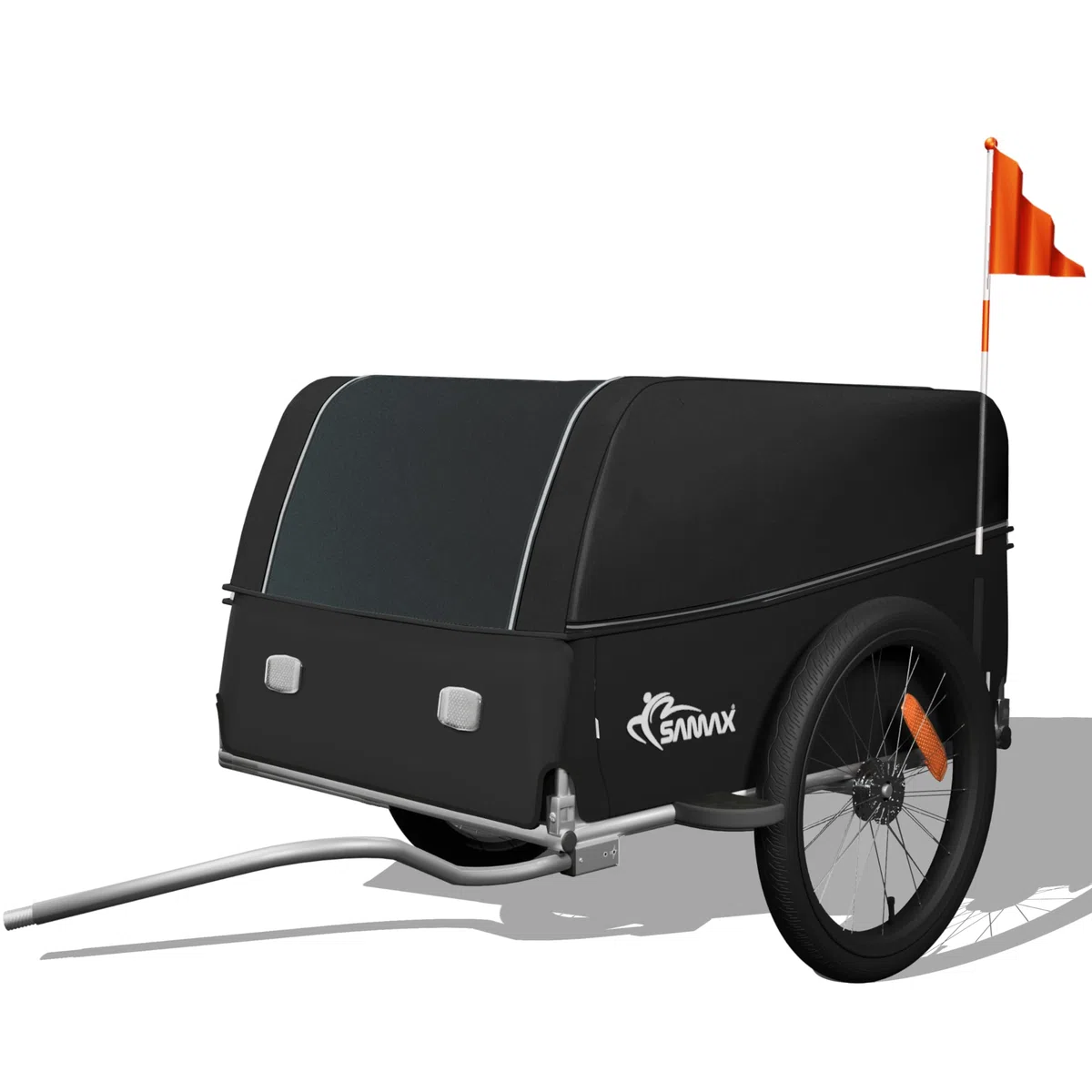 SAMAX Remorque de Vélo Chariot de Transport Haute Traction 40 Kg 120 L Noir Gris