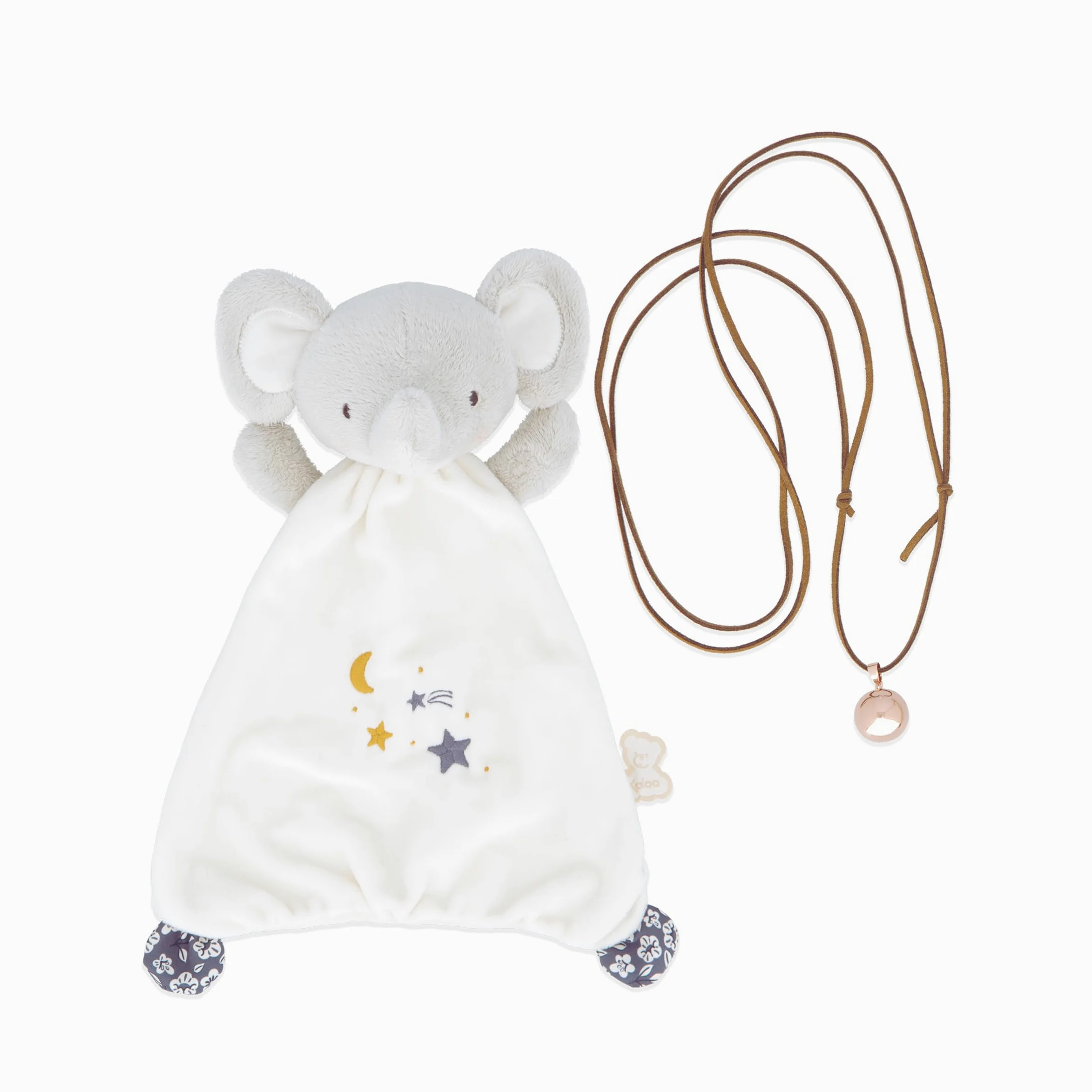 Kaloo - Coffret Doudou Eléphant + Collier Bola - Idéal Cadeau naissance - Cadeau grossesse - Douceur et harmonie dès la Grossesse - Matières recyclées et design raffiné - Boîte Cadeau - K210013