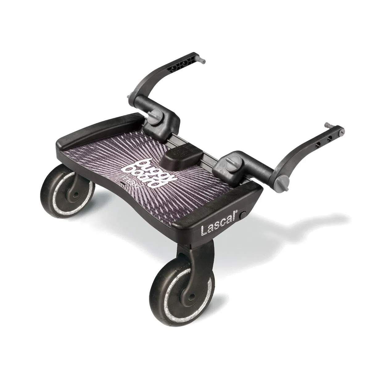 Lascal BuggyBoard Maxi, Planche BuggyBoard avec grande plateforme, Accessoire poussette pour enfants de 2 à 6 ans (22 kg), Compatible avec toutes les poussettes, noir