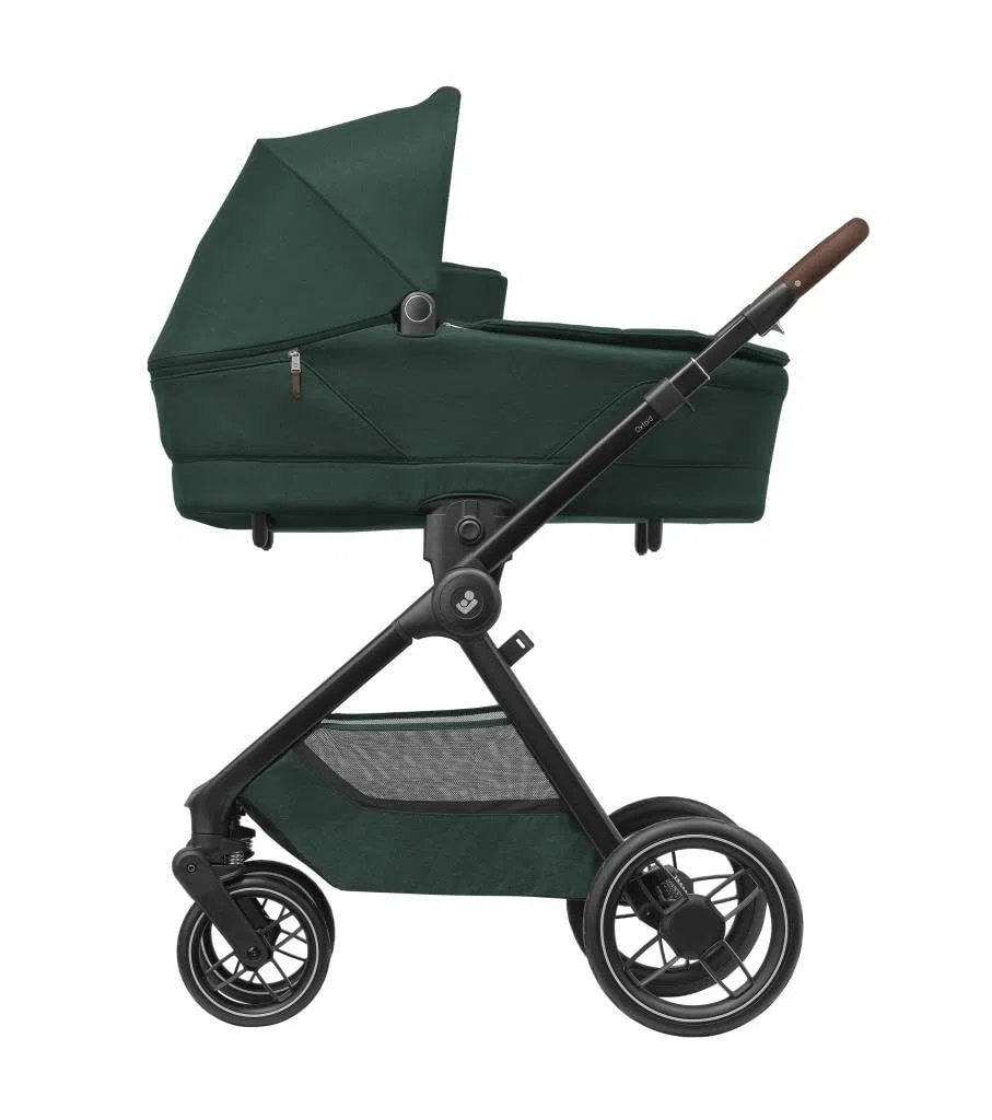 Maxi-Cosi Sense, Nacelle bébé, de la Naissance à 6 Mois (9kg), Spacieuse et Confortable, Matelas épais en Mousse à mémoire et inclinable, Compatible Poussette, Aération, Twillic Green