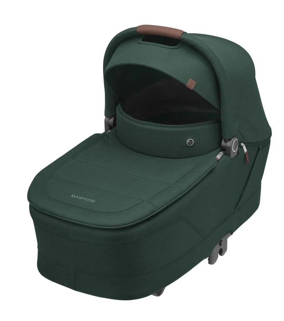 Maxi-Cosi Sense, Nacelle bébé, de la Naissance à 6 Mois (9kg), Spacieuse et Confortable, Matelas épais en Mousse à mémoire et inclinable, Compatible Poussette, Aération, Twillic Green