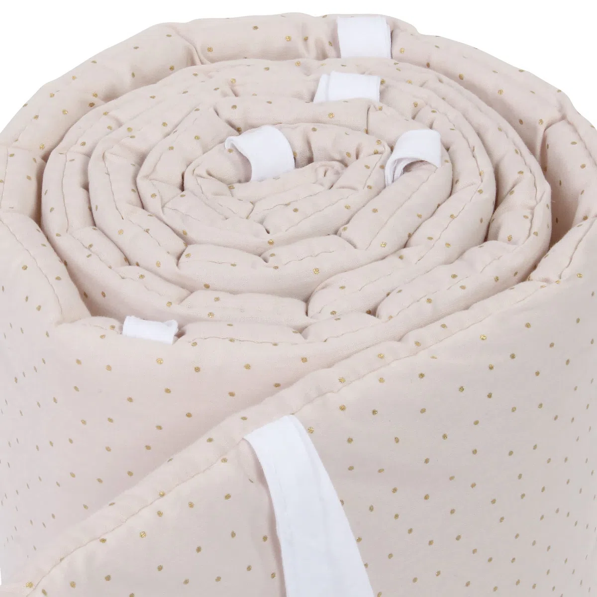babybay Tour de lit en maille Royal compatible avec les modèles Maxi, Boxspring, Comfort et Comfort Plus, beige à pois dorés