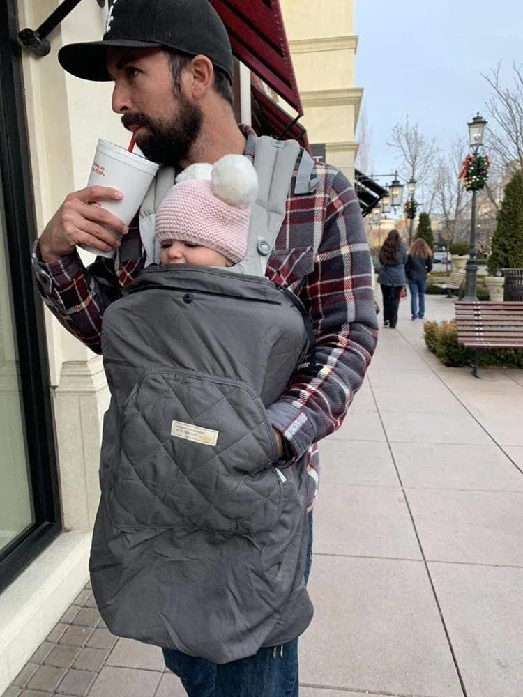 Bebear Winter Cover for Baby Carrier Warm Universal Hoodie Baby Carrier Cover for All Seasons(Dark Grey)
