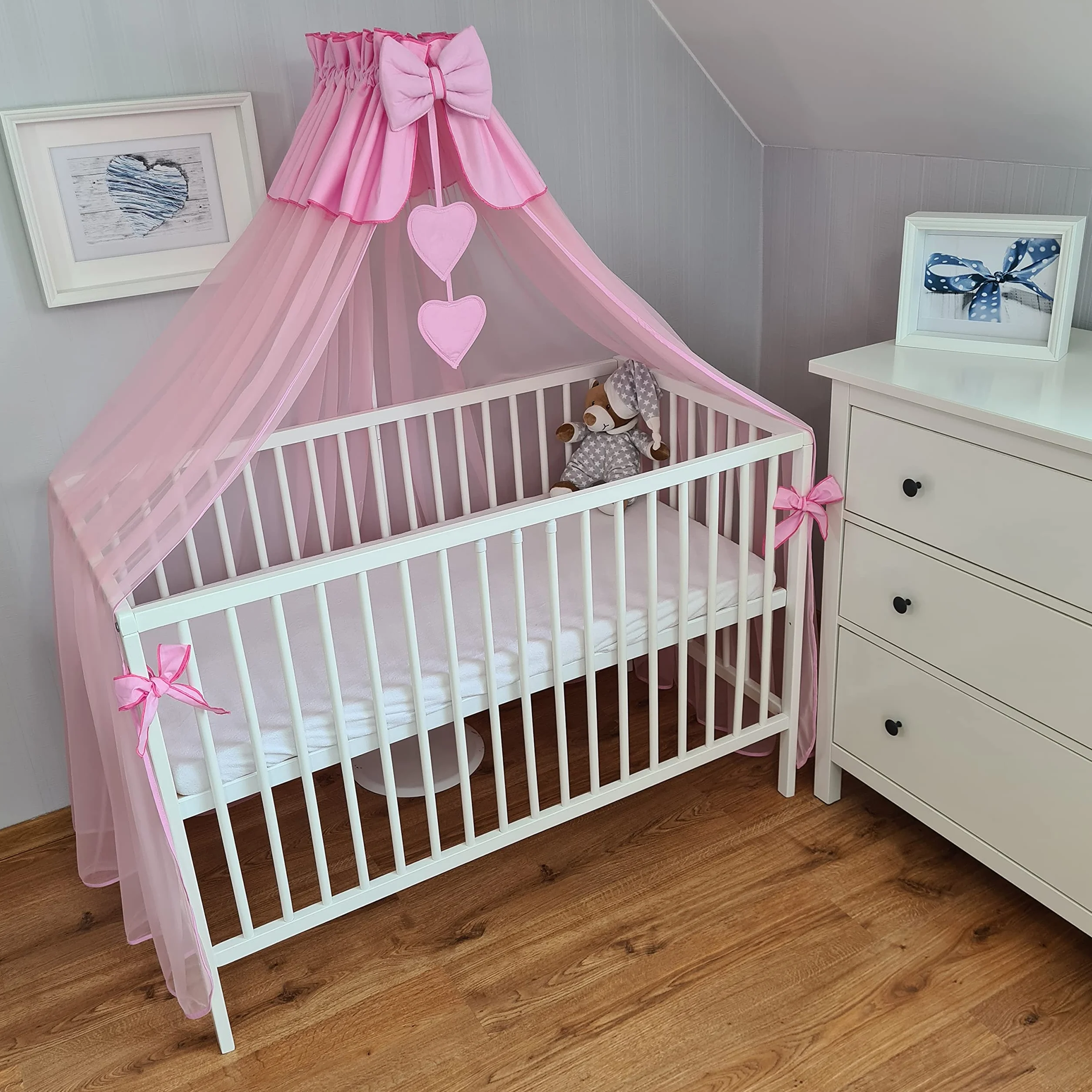 Moustiquaire, ciel de lit, ciel de lit en tissu plein mousseline 480 cm (Rose)