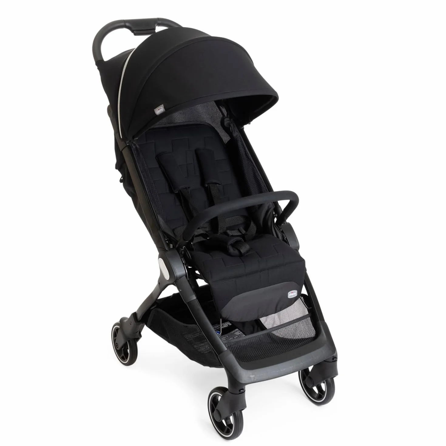 Chicco We Poussette Ultra-compacte, Pliage Ultra-Légère,(0 Mois à 22 Kg), Poussette de voyage, Bagage à main, Inclinable avec Position de Couchage, Bretelles Rembourrées, Capote Protection Pluie, Noir