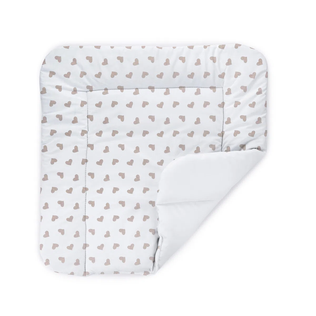 Balbina Matelas à langer, en coton, doux, lavable, 60 x 70 cm, motif cœurs, beige