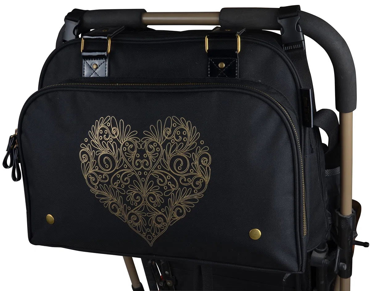 Simply Premium Love Tatoo Sac à Langer Bébé avec Matelas Isotherme Grande Capacité Noir