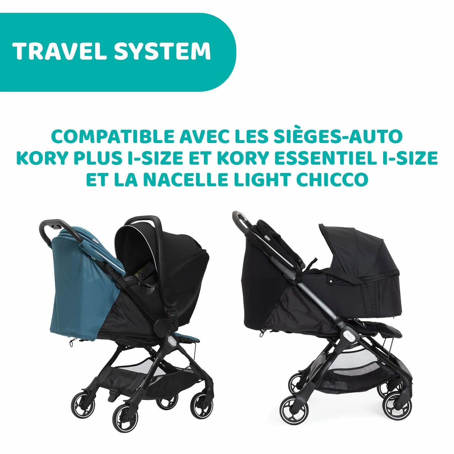 Chicco We Poussette Ultra-compacte, Pliage Ultra-Légère,(0 Mois à 22 Kg), Poussette de voyage, Bagage à main, Inclinable avec Position de Couchage, Bretelles Rembourrées, Capote Protection Pluie, Noir