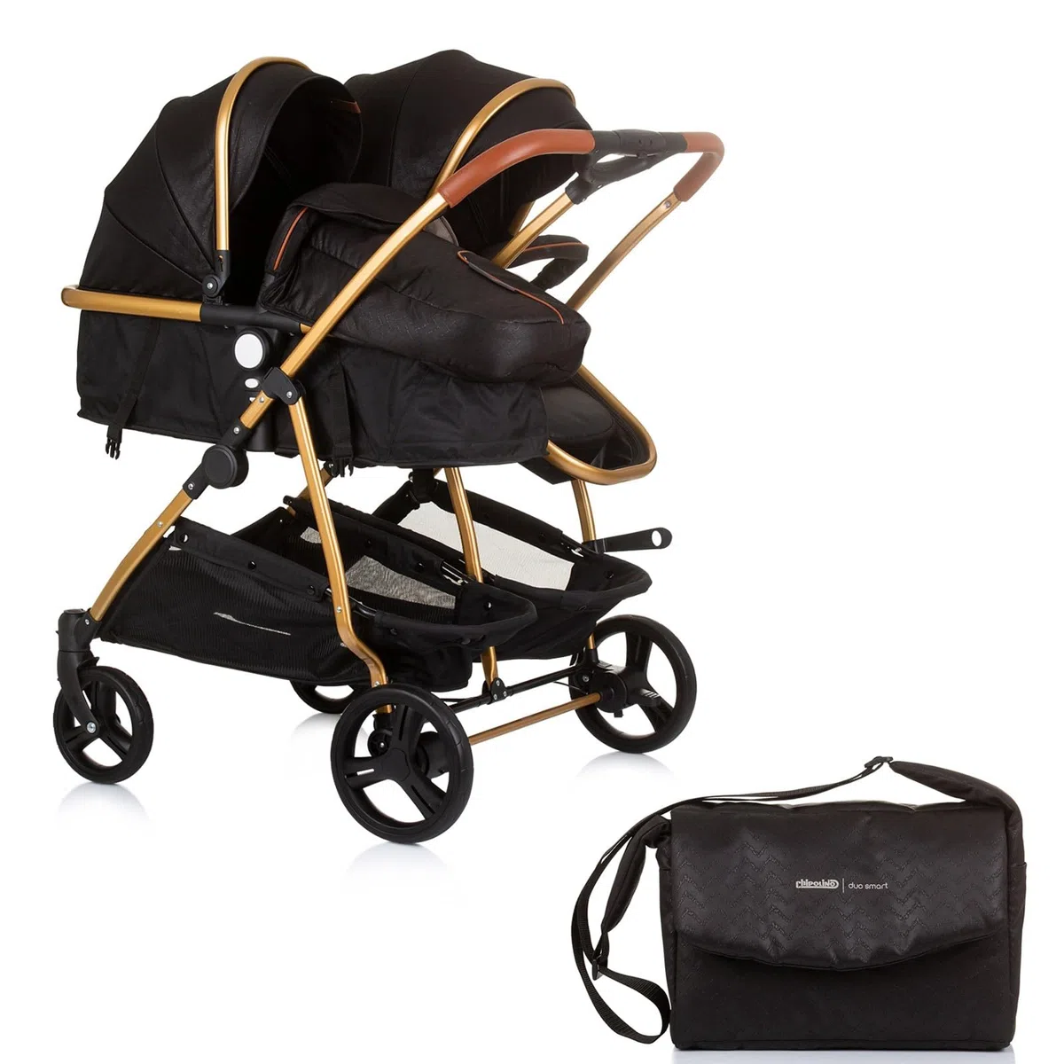 DUO SMART Poussette jumeaux ou enfants rapprochés largeur 79 cm Noir sans cosy