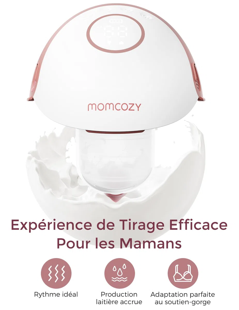Momcozy Mobile Style M6 Tire Lait Electrique Main Libre Nomade, DoubleFit Double Scellé Anti-Fuite, avec 3 Modes & 9 Niveaux, Rythme Idéal pour Plus de Lait, 24 mm, Rouge, 1 Pièce