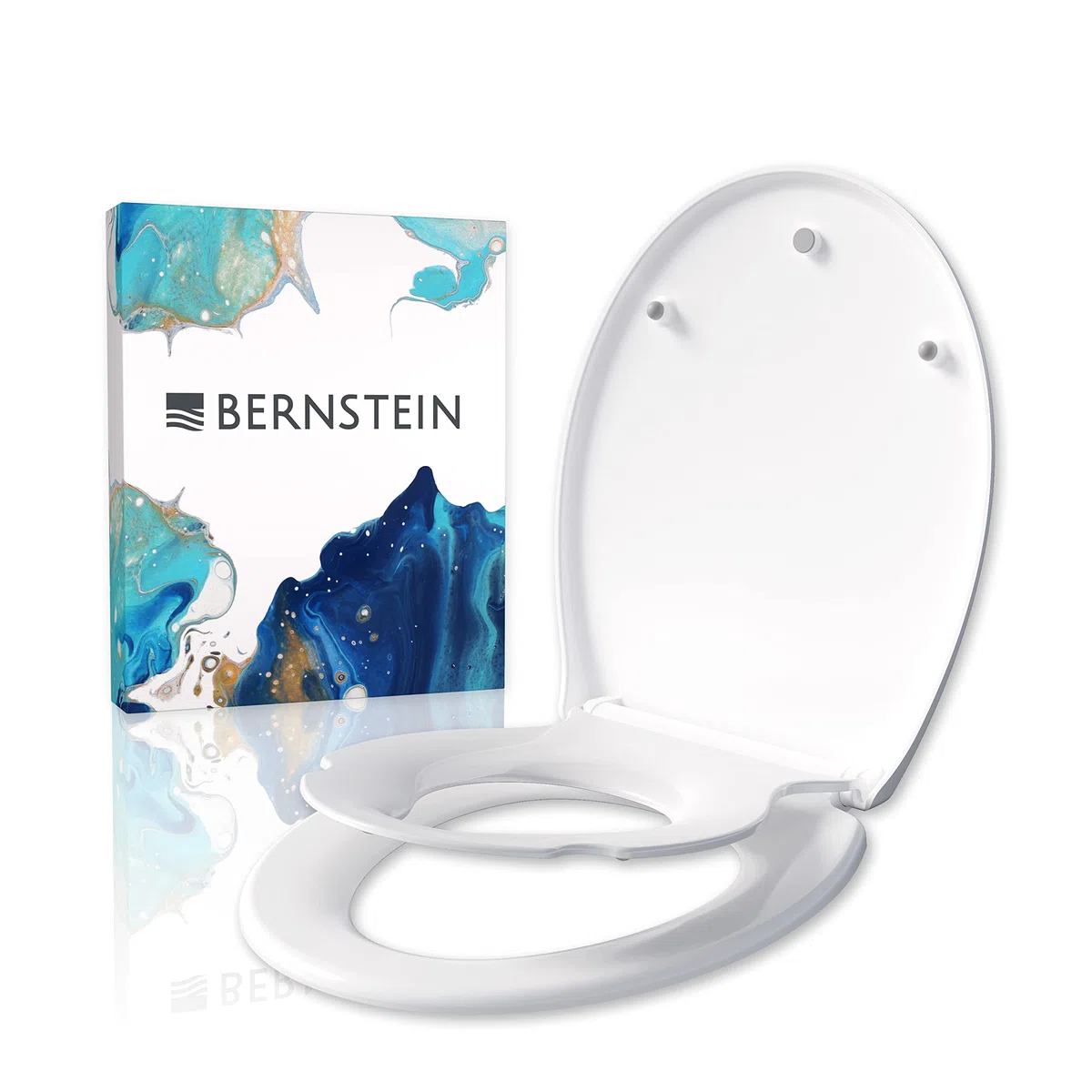 BERNSTEIN Abattant WC Lunette toilettes siège enfant fermeture amortie, Couvercle ovale dégagement rapide Blanc 45x37x5cm, Résistant chocs & rayures, Universel, Plastique Antibactérie - U2006