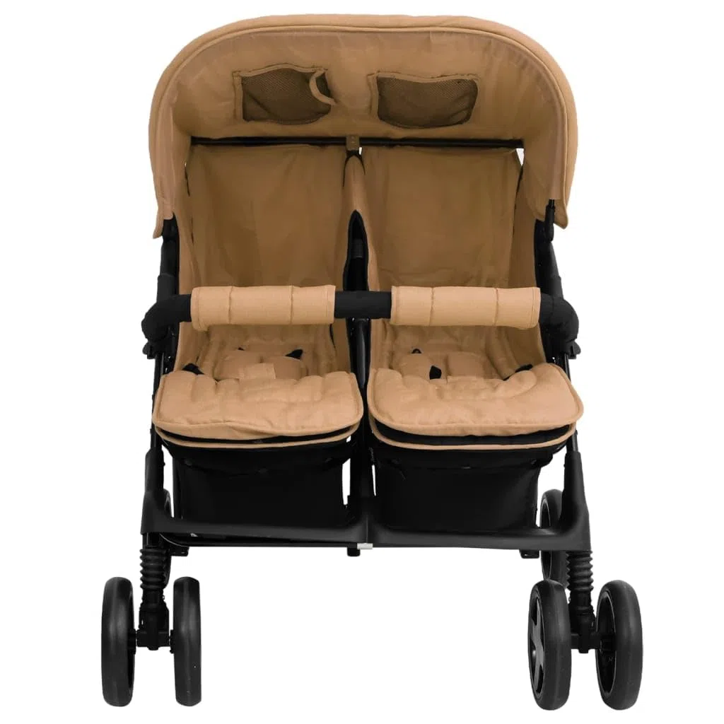 Toshilian Poussette Double Pliable pour Jumeaux, Taupe, Acier