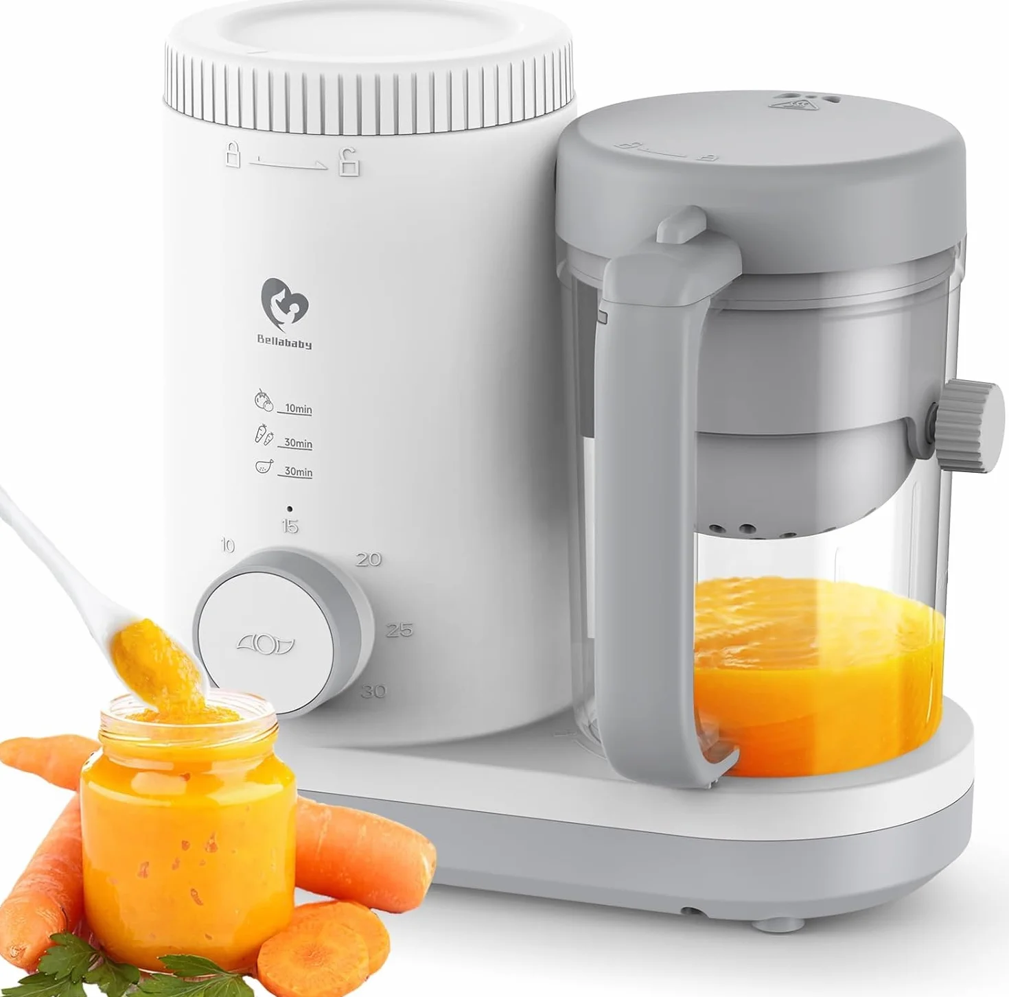 Robot Cuiseur Mixeur Bébé, Cuiseur Vapeur Bebe avec Panier à Vapeur Réversible, Opération Facile à un Bouton et Grande Ouverture pour un Nettoyage Facile Baby Food Precessor