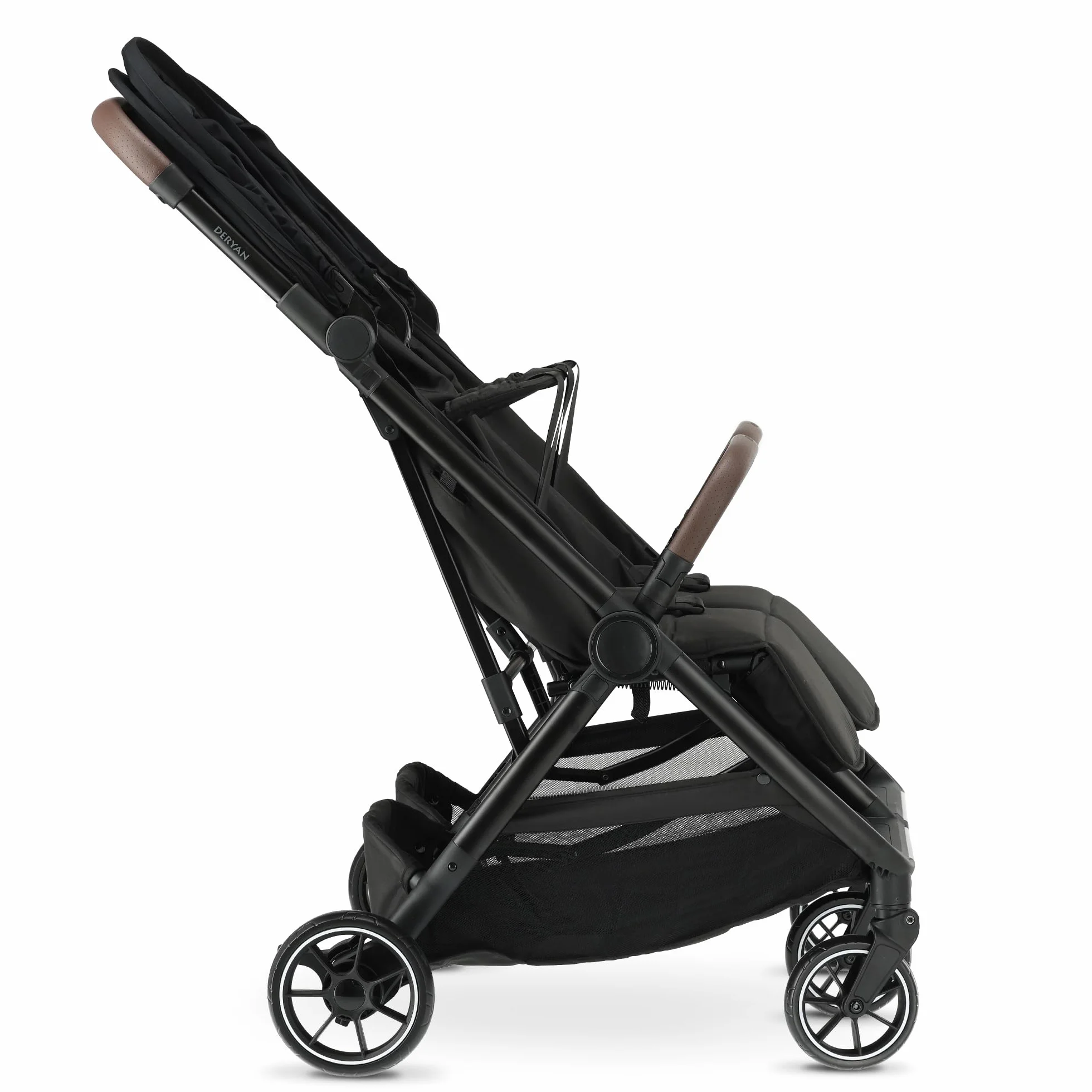 Deryan Rolo X2 V2 Poussette 2 en 1 - Poussette pliable - De la naissance à 4 ans - Charge maximale : 44 kg - Poussette pliable - Compact et pliable - Noir