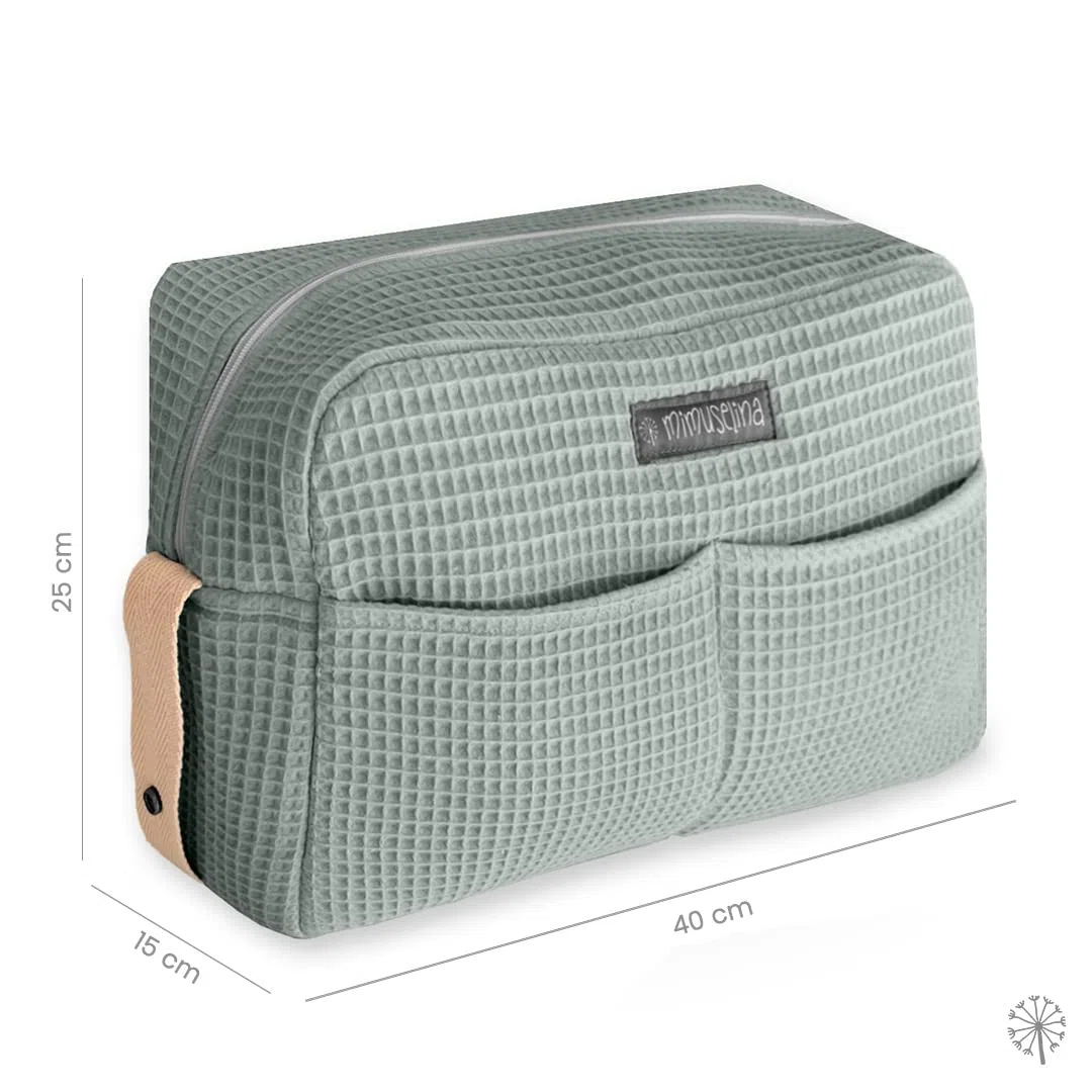 MIMUSELINA Sac Poussette | Grand Organisateur Poussette pour Bébé | Organisation Totale avec 7 Poches | À Porter à l’Épaule ou à Fixer sur la Poussette sans Crochets | Fabriqué en Espagne