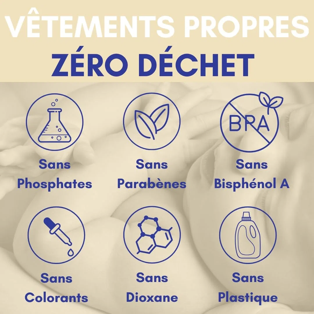 Lessive en Feuilles pour Bébé (400 Lavages) – Lessive Sans Parfum, Lessive Hypoallergénique, Lessive Écologique, 100% Biodégradable et Végan. Nettoyage Doux pour Peaux Sensibles. Sans Plastique.