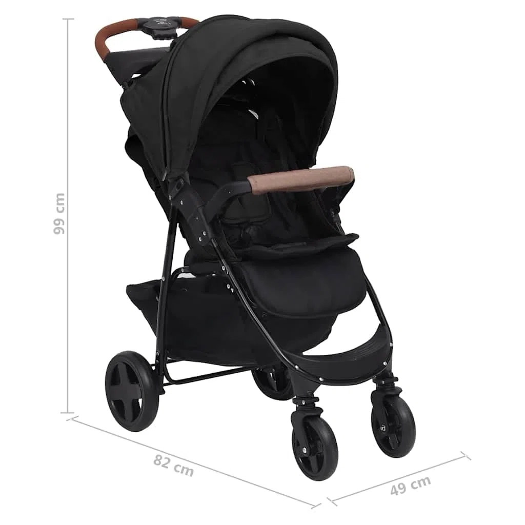 vidaXL Poussette pour Bébé 2-en-1 Landau Pliable pour Tout-petit Enfants Poussette de Voyage Protection contre Rayons UV Anthracite Acier
