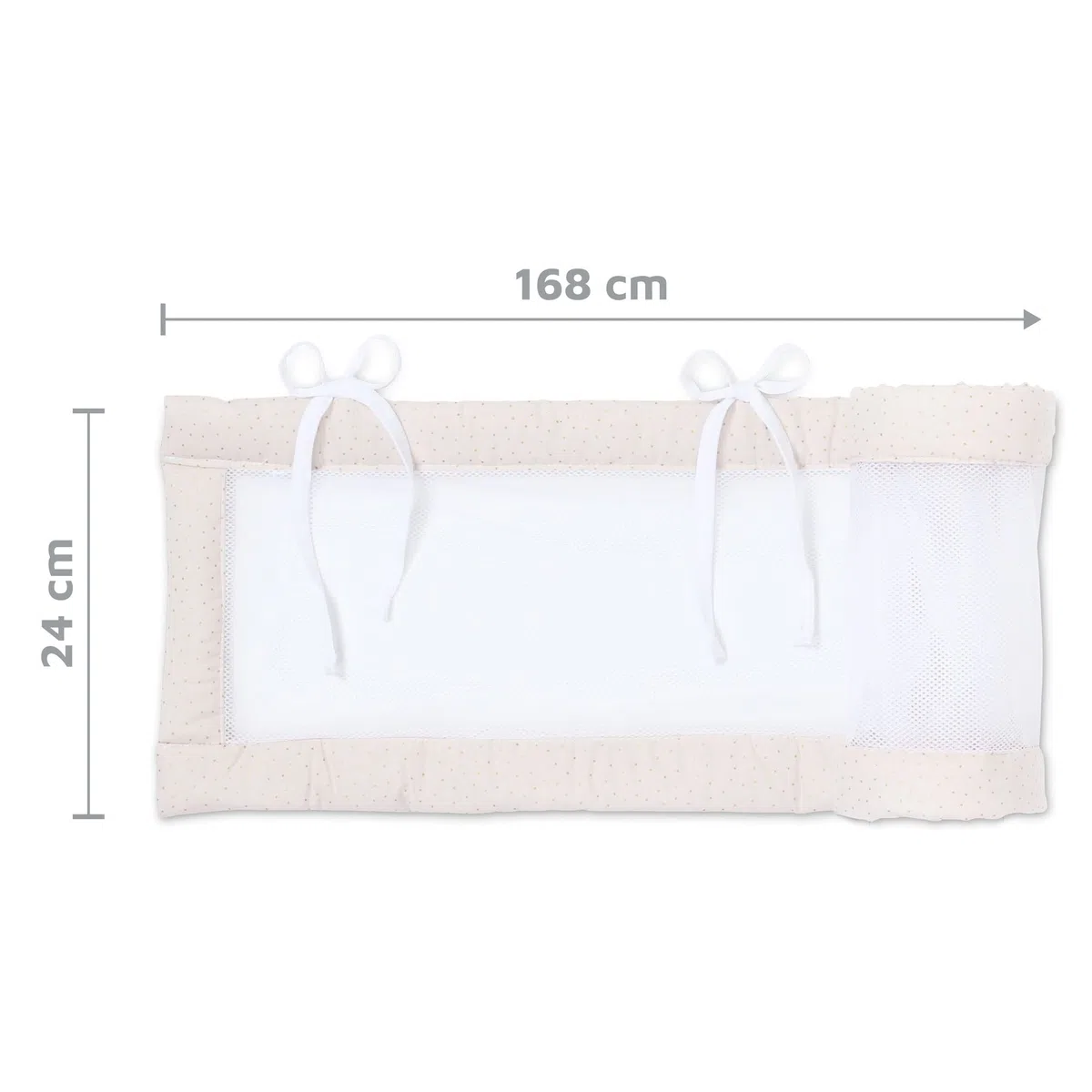 babybay Tour de lit en maille Royal compatible avec les modèles Maxi, Boxspring, Comfort et Comfort Plus, beige à pois dorés