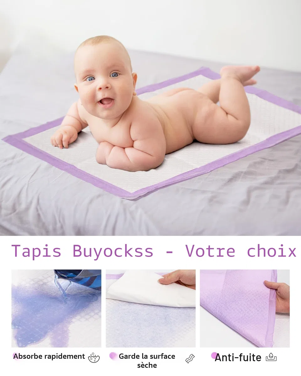 Matelas à Langer Bébé - Alèse Jetable Pack de 50 pour Table à Langer et Lit Bébé 45 x 60 cm Ultra Doux, Super absorbants et imperméables