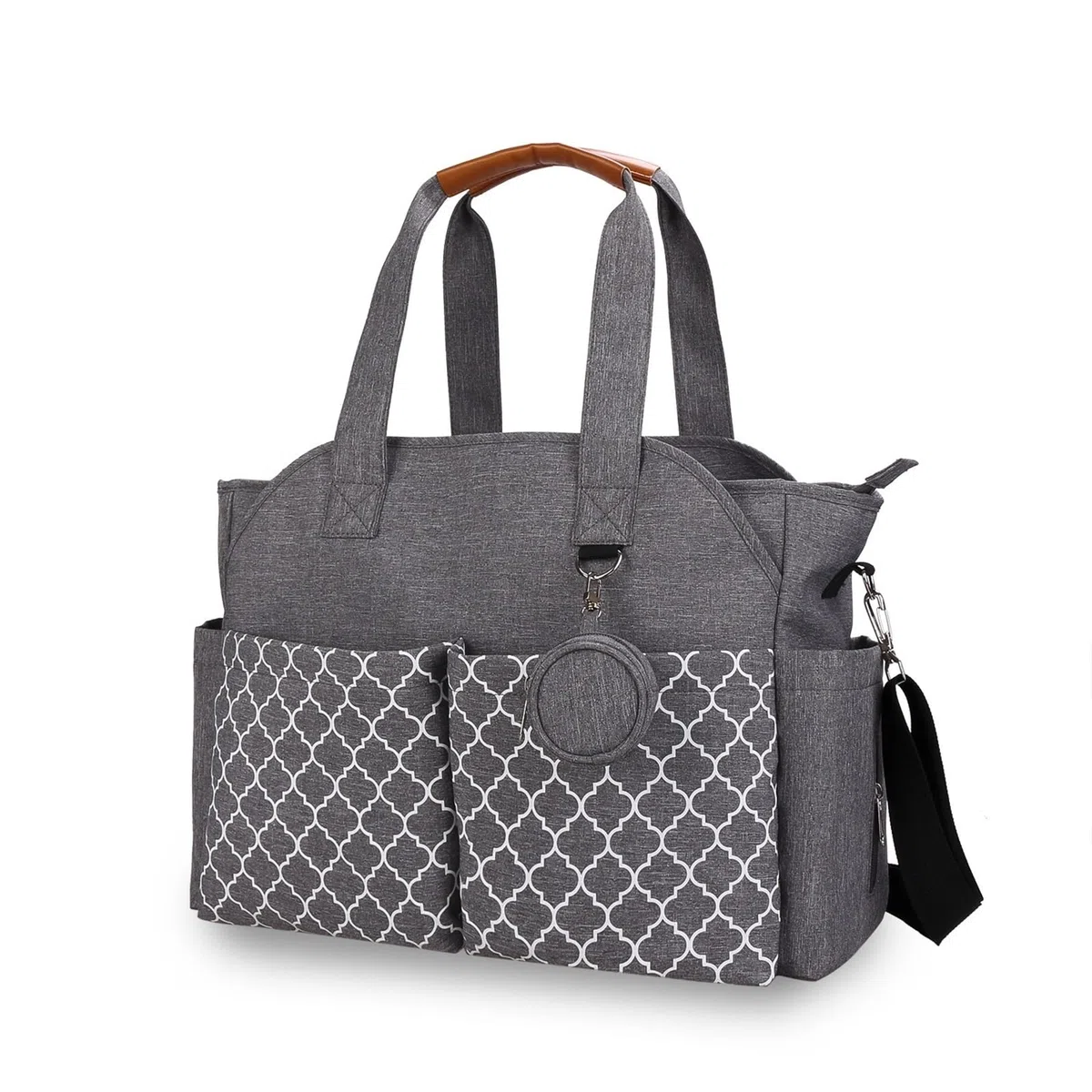 Sac À Dos Langer Pour Bébé, Sac De Rangement Voyage Étanche Grande Capacité, Main Portable Avec Tétine, Gris