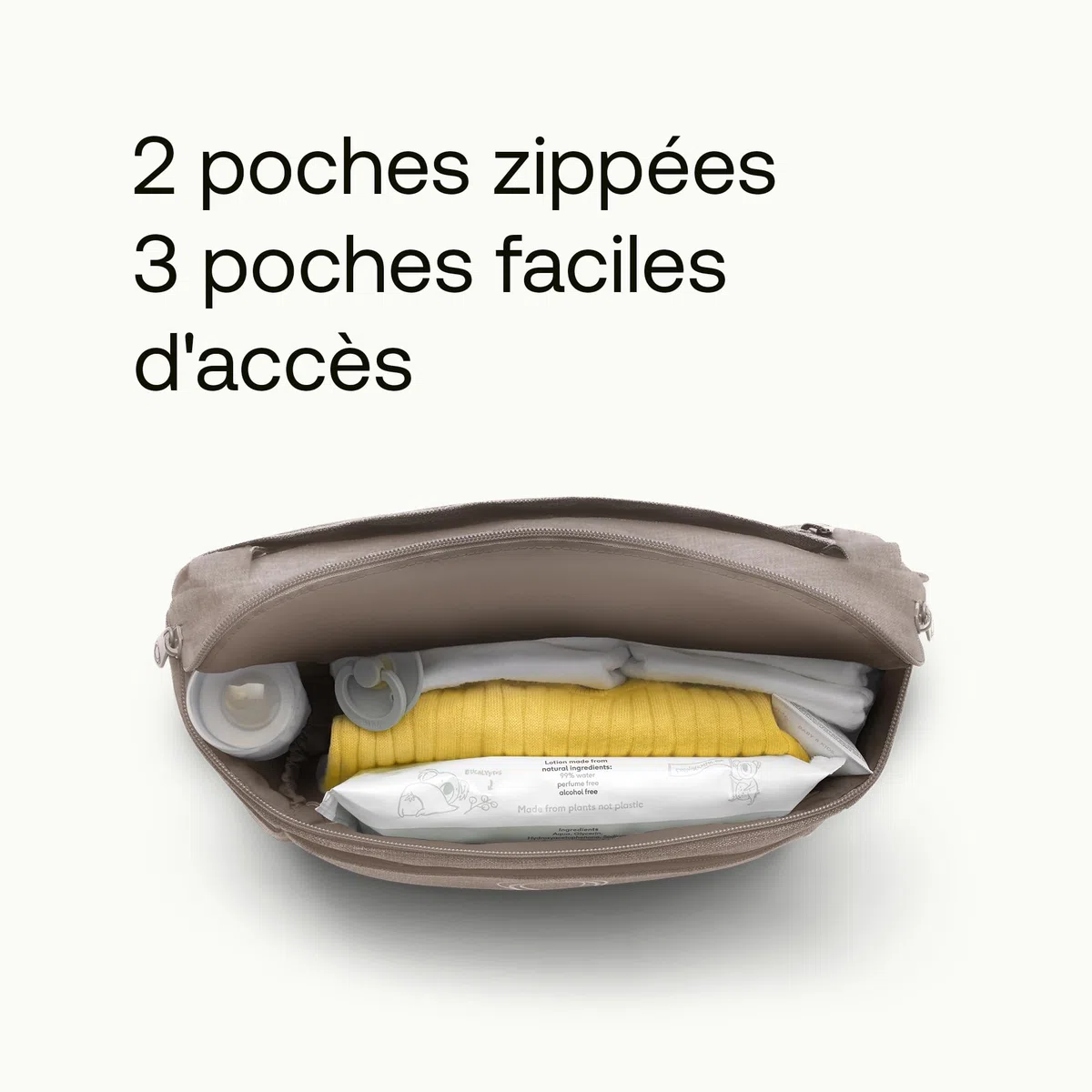 Bugaboo Sac organiseur compact multi-poches pour poussette avec poches faciles d'accès, accessoire indispensable pour tous les essentiels de bébé en Desert Taupe