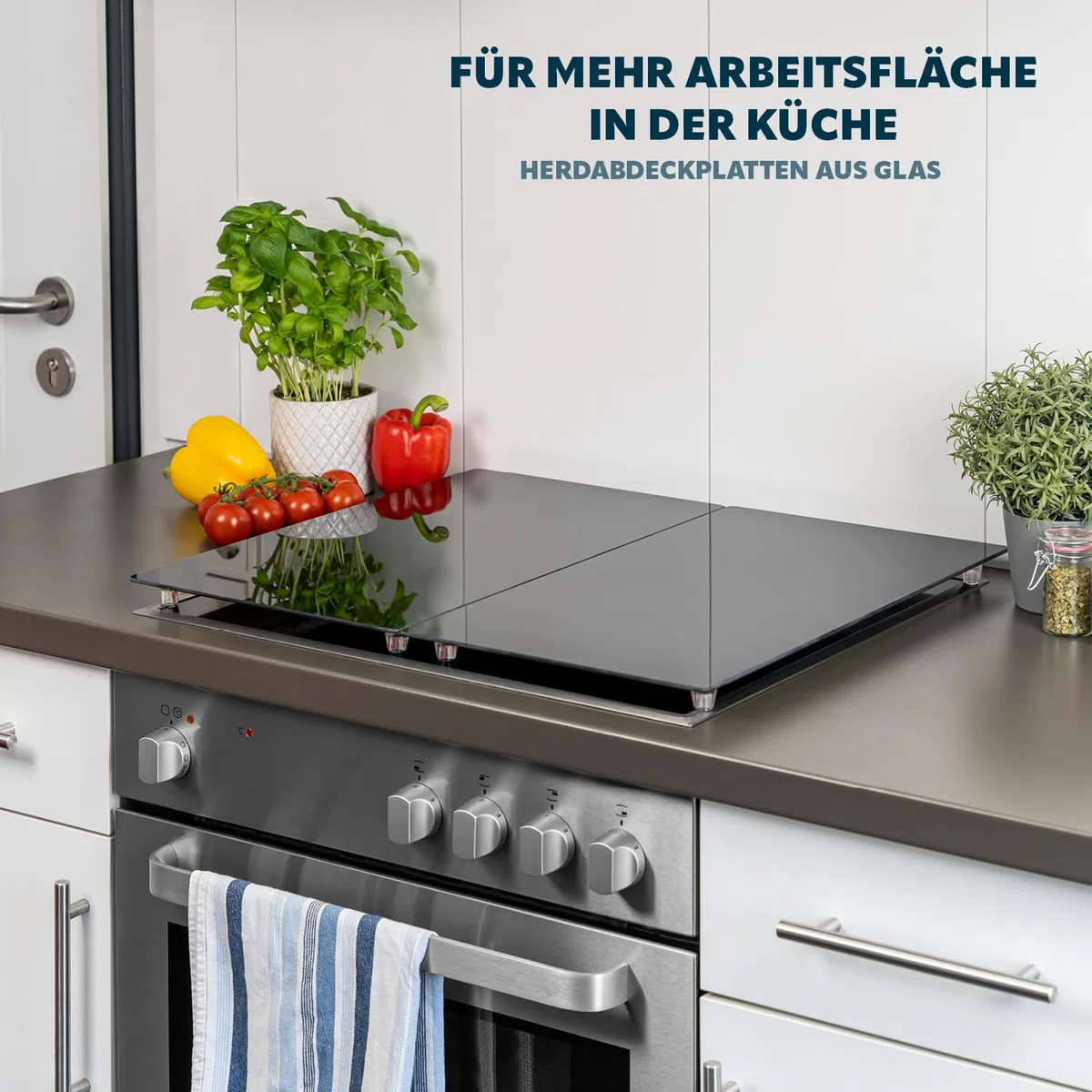 Bremermann Lot de 2 plaques de protection pour cuisinière, verre de sécurité, env. 30 x 3 x 52 cm (L x H x P)
