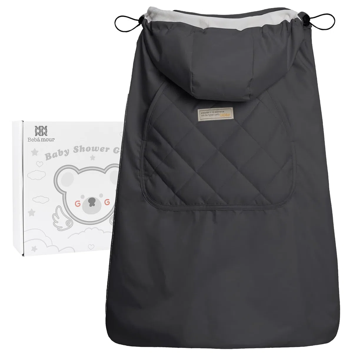 Bebear Winter Cover for Baby Carrier Warm Universal Hoodie Baby Carrier Cover for All Seasons(Dark Grey)