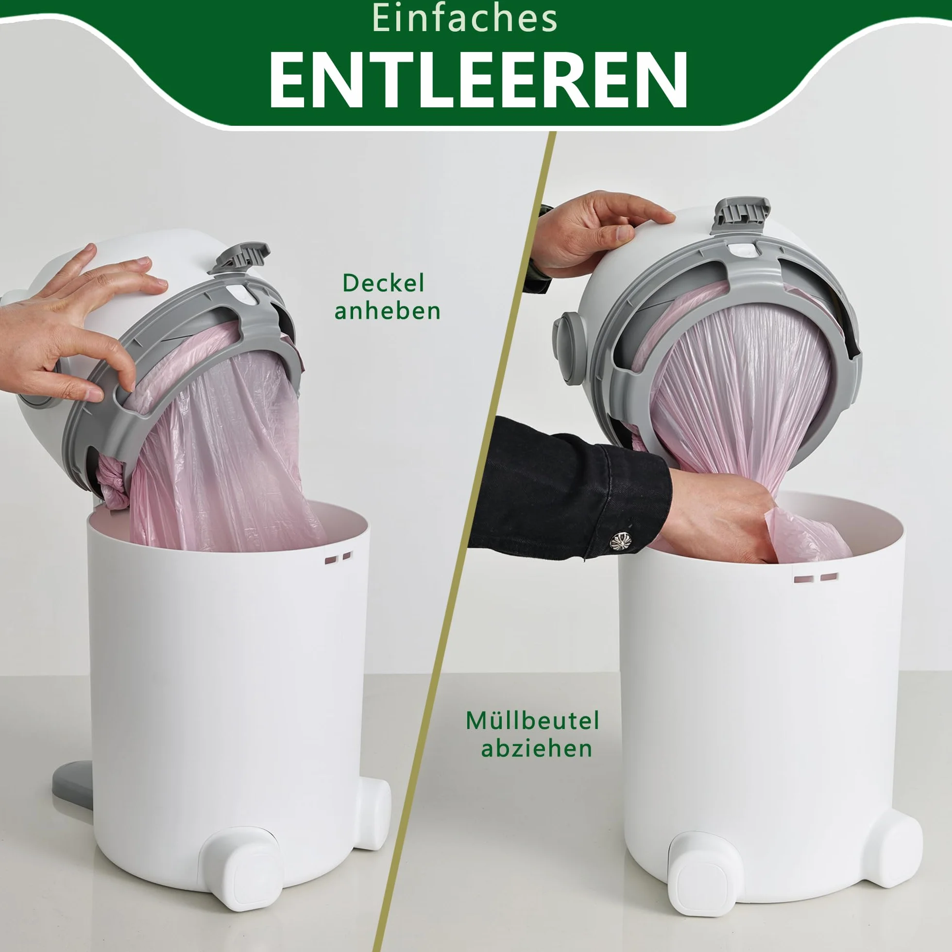 Poubelle à couches avec protection anti-odeurs, 12 l, utilisation à une main, sac universel, design d'ours mignon N2, blanc et gris pour chambre de bébé