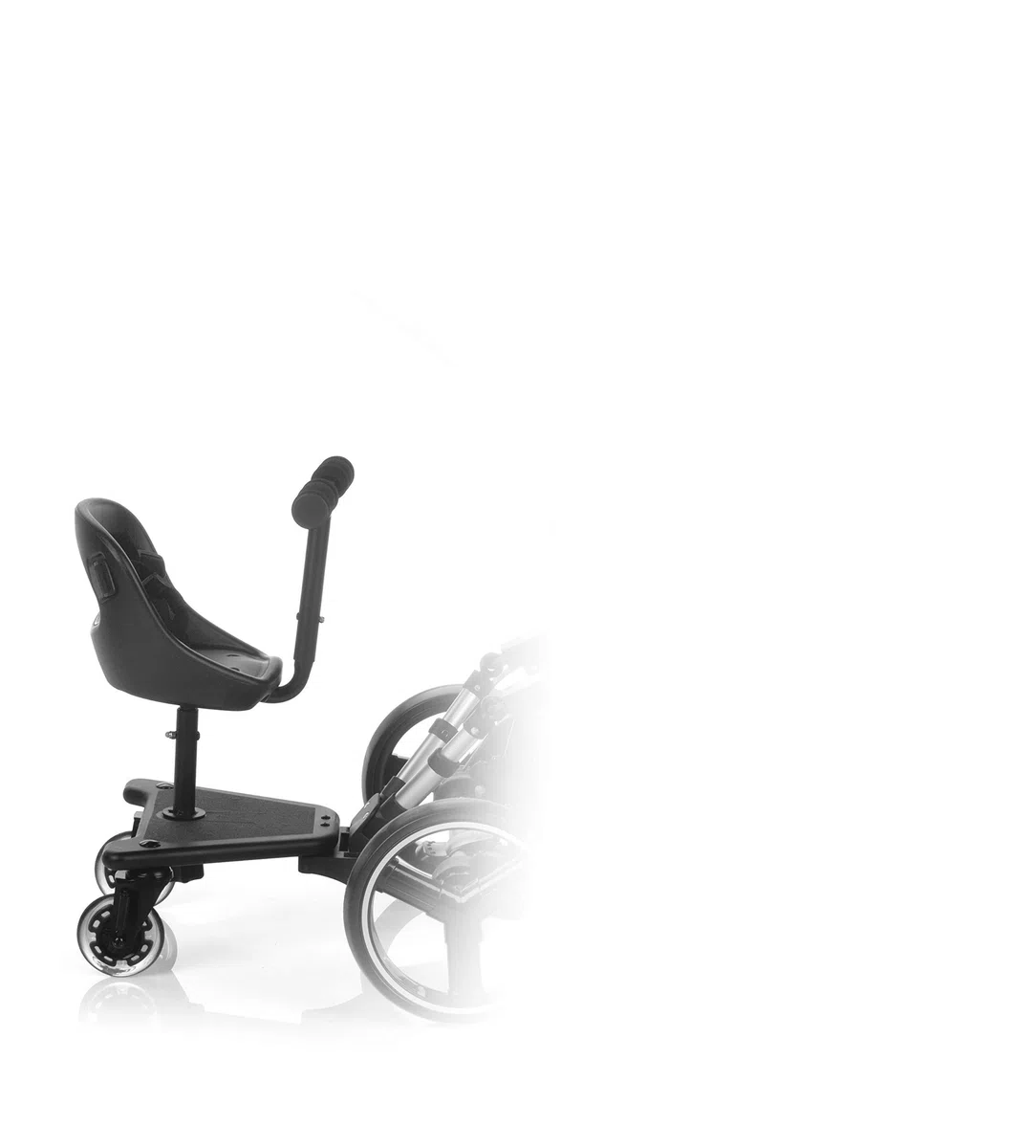 Be Cool Skate Seat Siège pour Planche Poussette, Compatible Plateforme Skate Be Cool, avec Harnais et Barre, Deuxième Enfant jusqu’à 15 kg, Noir